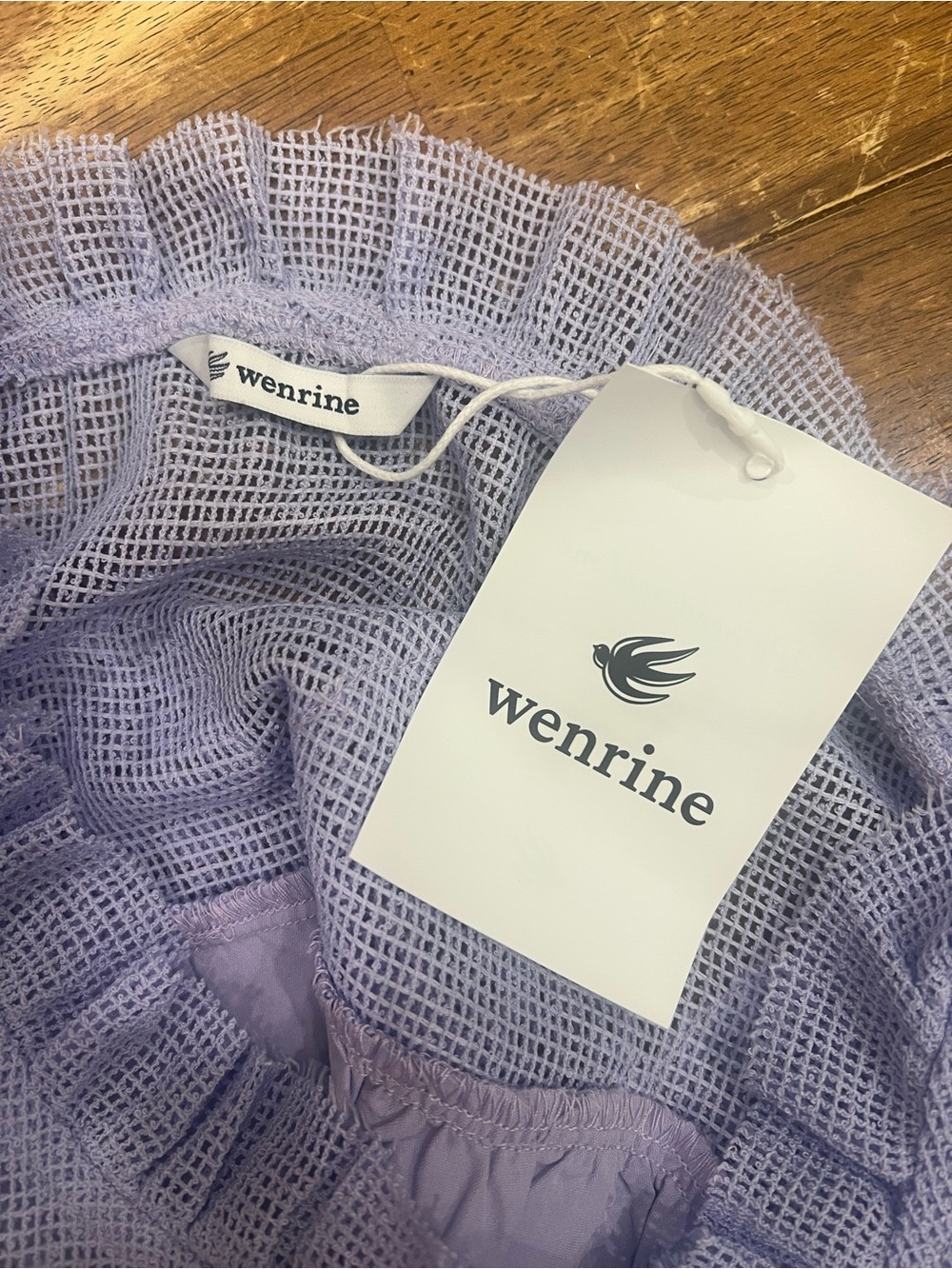 Lilac Crochet Yoke Mini babydoll Dress - Short Sleeve A-Line - Picture 9 of 13